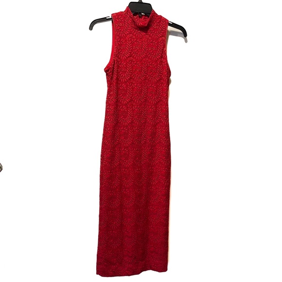 Dress the Population Zoey Lace Midi Dress - Red - Size Medium - Picture 3 of 11